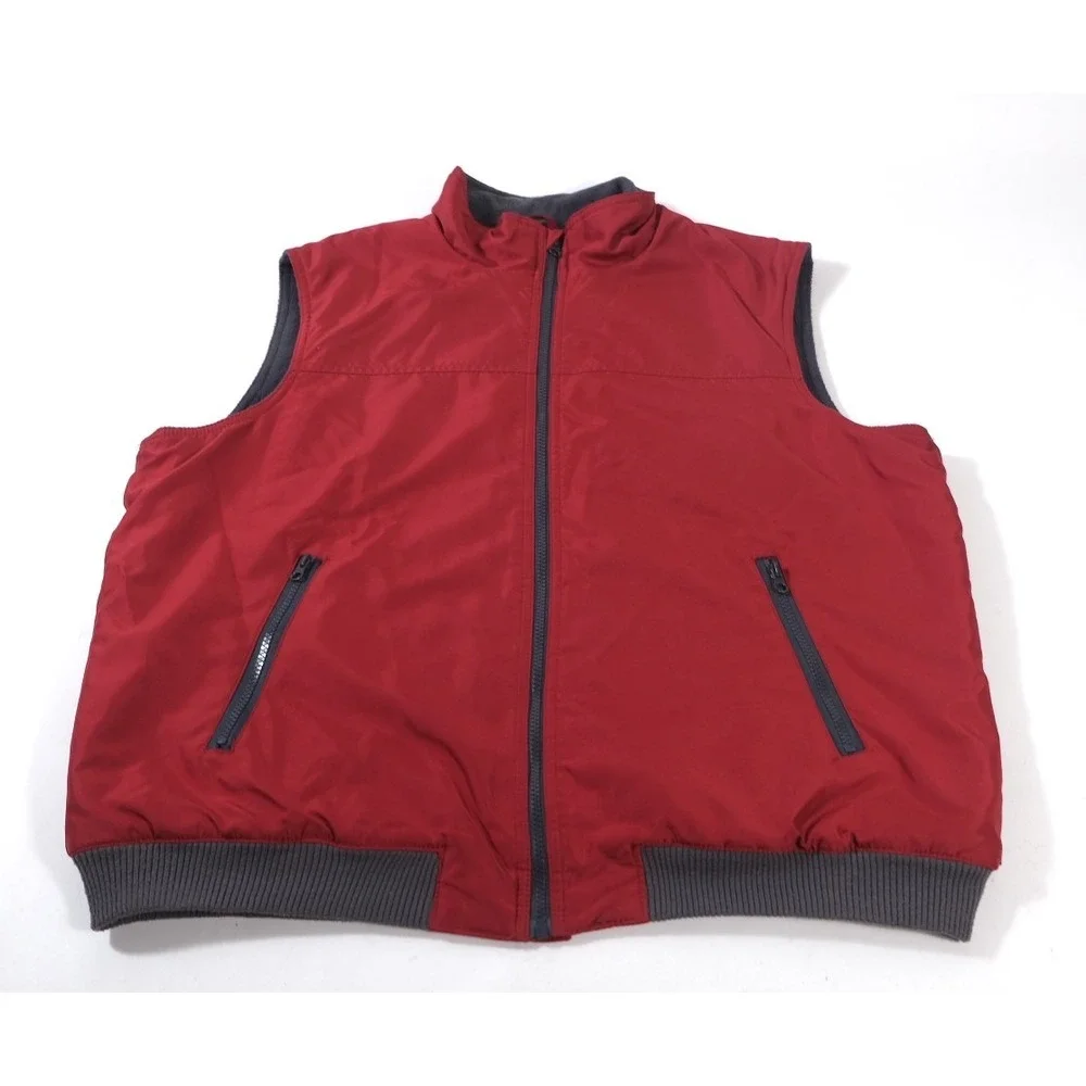 Chaps Vest Mens XL Red Full Zip Fleece Lined Puffer Sleeveless Casual Outdoor